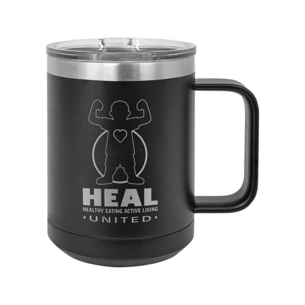 15 Oz Polar Camel Coffee Mug w/ Lid - Laser Etched